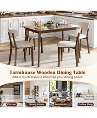 Gouun 48 in Rectangular Wood Dining Table for 4 with Rounded Corners