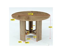 Tribesigns Round Dining Room Table for 4-6, 47'' Farmhouse Table, Kitchen Dinner Room Tables, Rustic Circle Tables