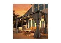Aecojoy 12'x8' Outdoor Hardtop Metal Gazebo with Curtain and Netting