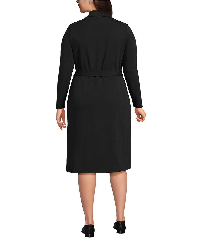 Lands' End Plus Cotton Modal Collared Wrap Dress