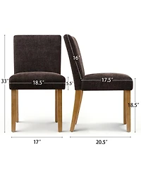 Maison Boucle Linen Upholstered Solid Wood Dining Chair, Set of 2