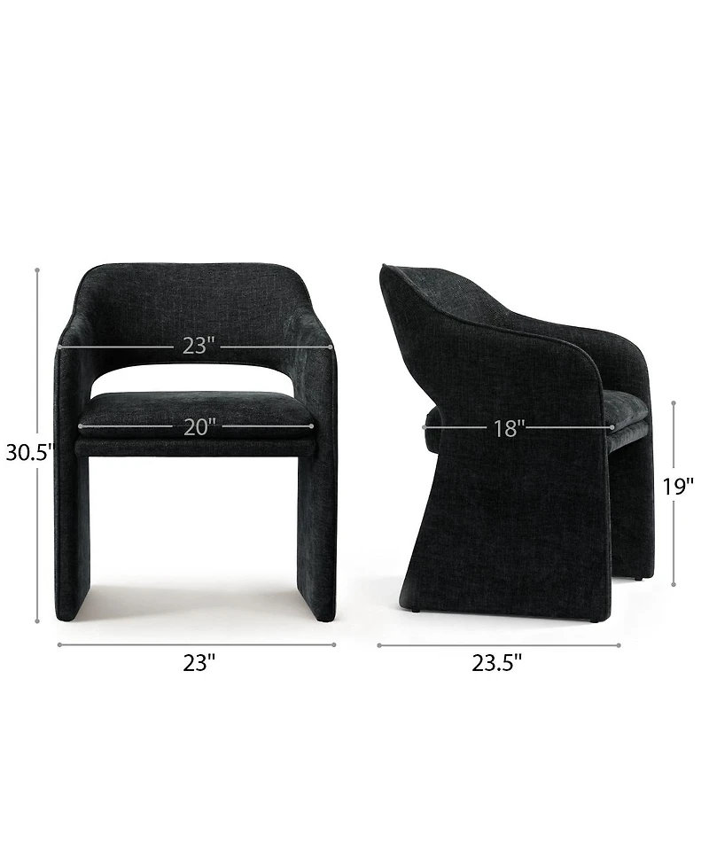 Maison Boucle Set of 2 Upholstered Fabric Dining Chairs, 19-Inch Dining Armchairs
