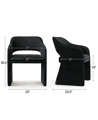 Maison Boucle Set of 2 Upholstered Fabric Dining Chairs, 19-Inch Dining Armchairs