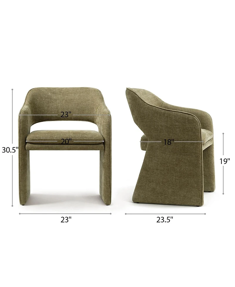 Maison Boucle Set of 2 Upholstered Fabric Dining Chairs, 19-Inch Dining Armchairs