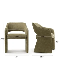 Maison Boucle Set of 2 Upholstered Fabric Dining Chairs, 19-Inch Dining Armchairs