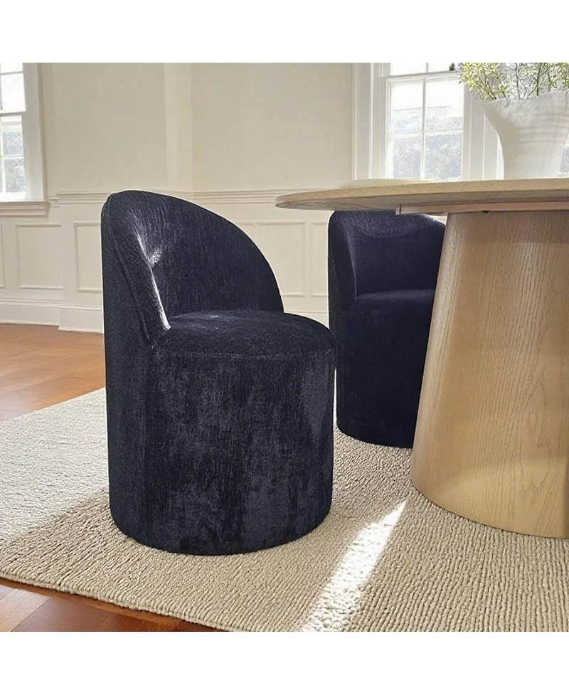 Maison Boucle Rolling Chenille Upholstered Dining Chair with Casters 1 Piece