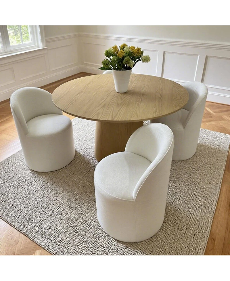 Maison Boucle Rolling Chenille Upholstered Dining Chair with Casters 1 Piece