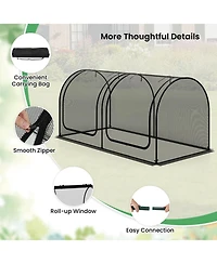 Sugift Tunnel Crop Cage Large Portable Plant Protection Tent with 2 Roll-up Zippered Doors