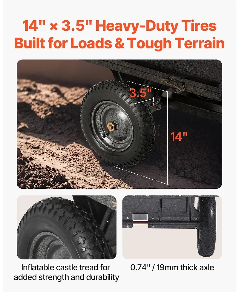Sugift Utility Trailer 10 Cubic Feet 500lbs Capacity for Atv Utv Hauling