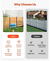 Sugift Wood Privacy Screen 39in x 61in 1-Panel Outdoor Fence for Garden and Pool Area