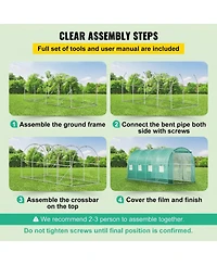 Sugift Walk-in Tunnel Greenhouse 15 x 7 x 7 ft Portable With Zippered Door and 8 Mesh Windows