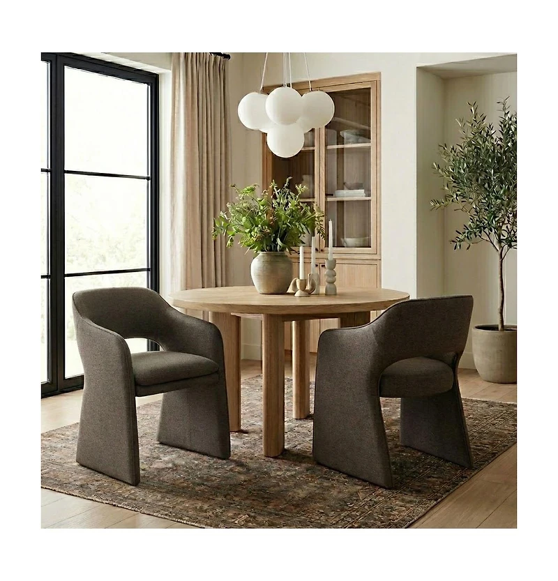 Maison Boucle Set of 2 Dining Chairs, 19-Inch Upholstered Armchairs