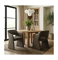 Maison Boucle Set of 2 Dining Chairs, 19-Inch Upholstered Armchairs