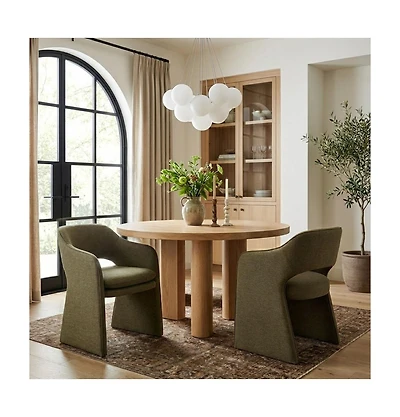 Maison Boucle Set of 2 Dining Chairs, 19-Inch Upholstered Dining Armchairs