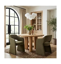 Maison Boucle Set of 2 Dining Chairs, 19-Inch Upholstered Dining Armchairs