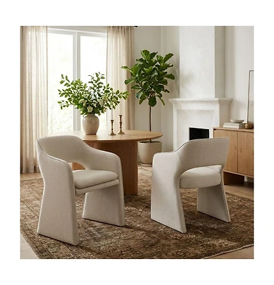 Maison Boucle Set of 2 Dining Chairs, 19-Inch Upholstered Armchairs