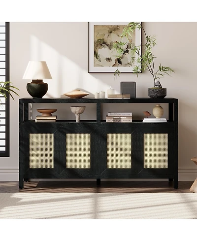 Rainsken Bohemian Rattan Sideboard Buffet Cabinet