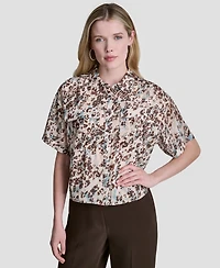 Dkny Women's Printed Collared Shirt