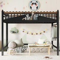 Streamdale Furniture Metal Loft Bed with Shelves and Ladder