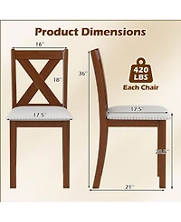 Gymax Wooden Dining Chair Set of 4 w/Acacia Wood Legs Padded Seat Curved Back