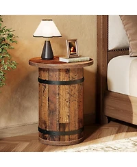 Tribesigns Round End Table Set of 2, Industrial Side Table with Sturdy Base, 19.7-Inch Nightstand for Small Spaces, Living Room, Bed Room