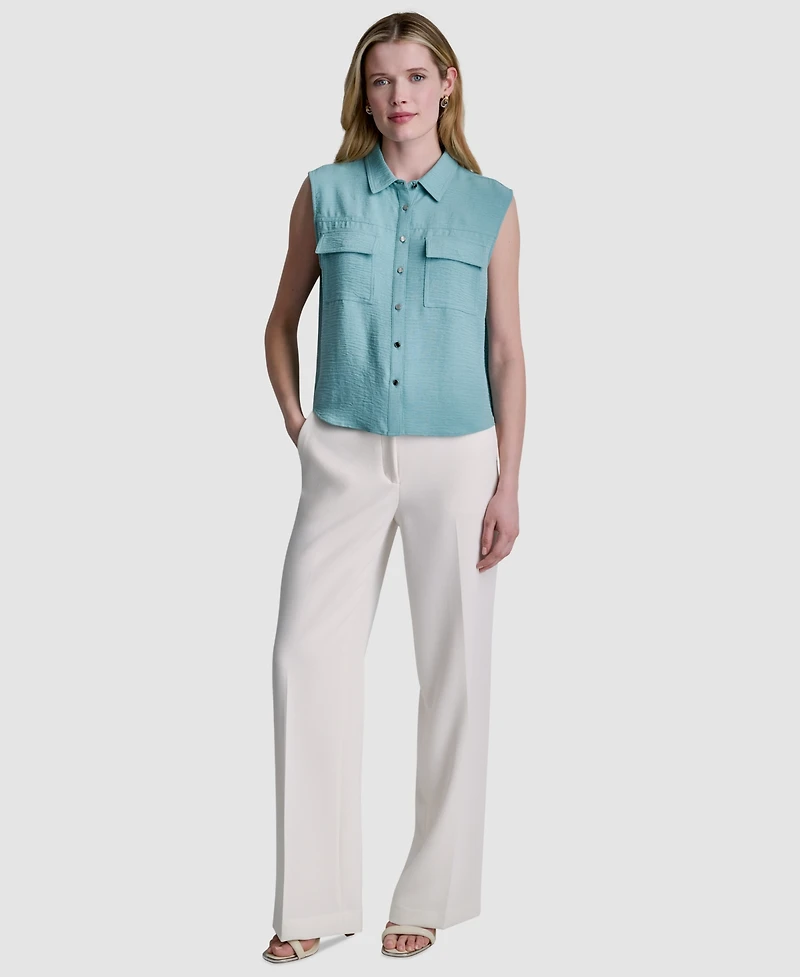 Dkny Women's Sleeveless Collared Top