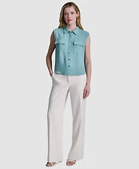Dkny Women's Sleeveless Collared Top