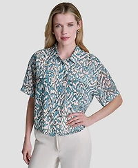 Dkny Women's Printed Short-Sleeve Shirt