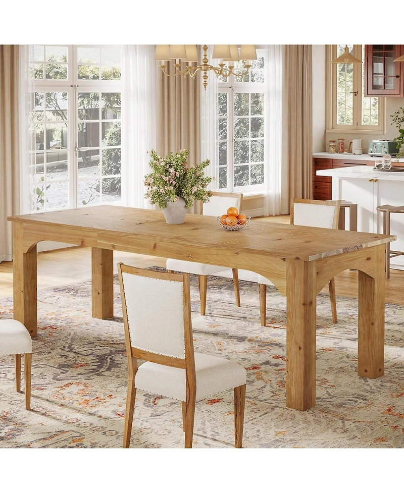 Tribesigns 78.7-Inch Large Dining Table for 6-8 People, Solid Wood Farmhouse Kitchen Table, Narrow Long Rectangular Dinner Tables