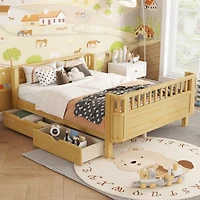 Streamdale Furniture Full Wood Platform Bed with Rails