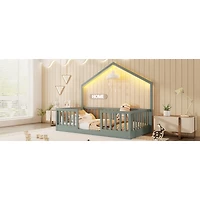 Streamdale Furniture Wooden Montessori Floor Bed with High Rails and Light