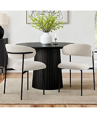 Maison Boucle Set of 2 Modern Textured Upholstered Dining Chairs with Curved Back