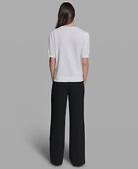 Karl Lagerfeld Paris Petite Crewneck Puff-Sleeve Sweater
