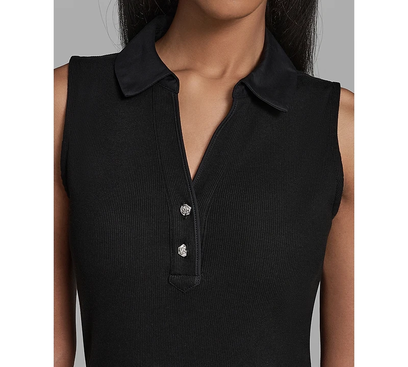 Karl Lagerfeld Paris Petite V-Neck Polo Collared Dress