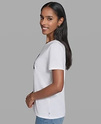 Karl Lagerfeld Paris Petite Short-Sleeve Crewneck T-Shirt