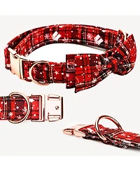 Aronkl Adjustable Bow Tie Dog Collar Cute Printed Patterns Durable Soft for Dogs Spring Summer