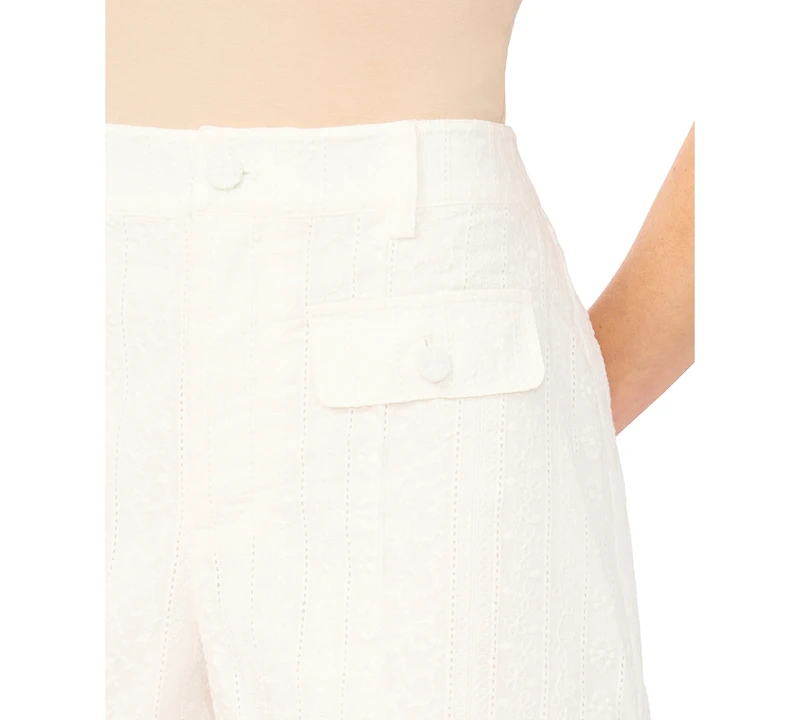 CeCe Women's High-Rise Cuffed Cotton Shorts