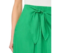 CeCe Women's Wide-Tie Slit Piping Trim Midi Skirt