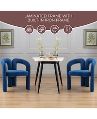 Rainsken Velvet Upholstered Barrel Accent Chairs Set of 2, Curved Backrest Side Chairs with Elephant Feet for Living Room