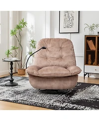 Rainsken Swivel Rocking Recliner Chair, Single Lounge Chair with Phone Holder, Comfortable Relaxing Chair for Living Room and Office