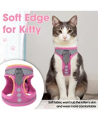 Aronkl Escape Proof Cat Harness Leash Set Soft Adjustable Breathable Mesh Reflective Strips for Kitten Puppy Bunny