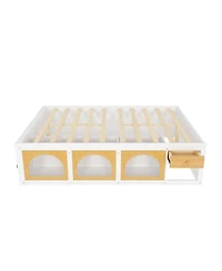 Streamdale Furniture Platform Bed w/ Bookshelf, Led, Drawer