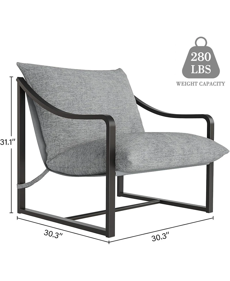 gaomon Set of 2 Sling Accent Chairs, Removable Cushion, Lounge Chairs for Living Room, Bedroom, Patio, Easy Assembly