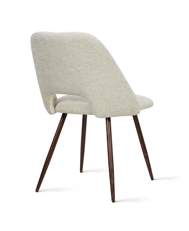 Maison Boucle Set of 4 Upholstered Dining Chairs, Modern Fabric, Walnut Metal Legs