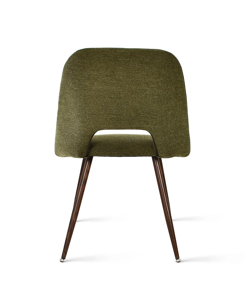 Maison Boucle Set of 4 Upholstered Dining Chairs, Modern Fabric, Walnut Metal Legs