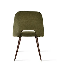 Maison Boucle Set of 4 Upholstered Dining Chairs, Modern Fabric, Walnut Metal Legs