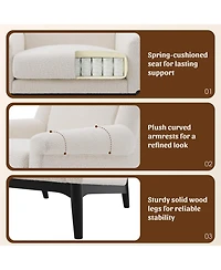 Rainsken Modern Accent Chair, Mid-Century Modern Armchair, Upholstered Lounge Chair with Solid Wood Legs for Living Room