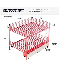 Streamdale Furniture Metal Bunk Bed w/Usb, Split, Storage, Guardrail