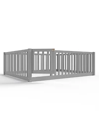 Streamdale Furniture Full Size Bed Floor Bed with Safety Guardrails and Door for Kids