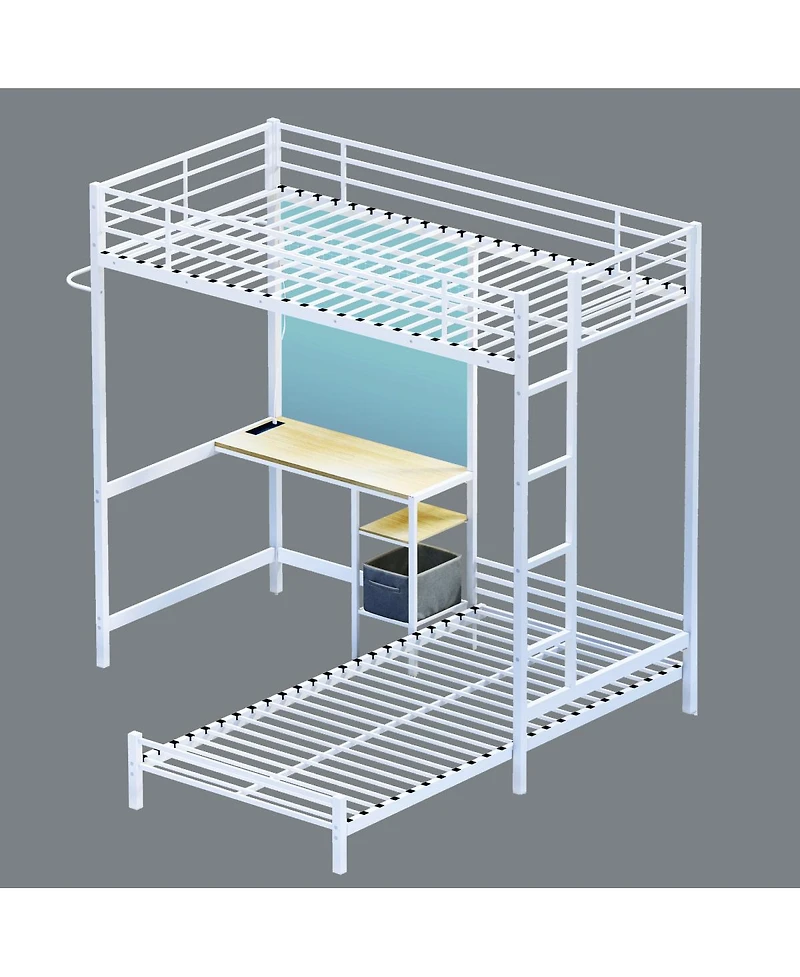 Streamdale Furniture L-Shaped Twin Bunk Bed w/ Desk, Storage